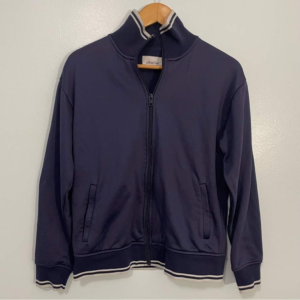 Wilfred Free Aritzia Canter Deep Blue Zip-Up Jacket Size S